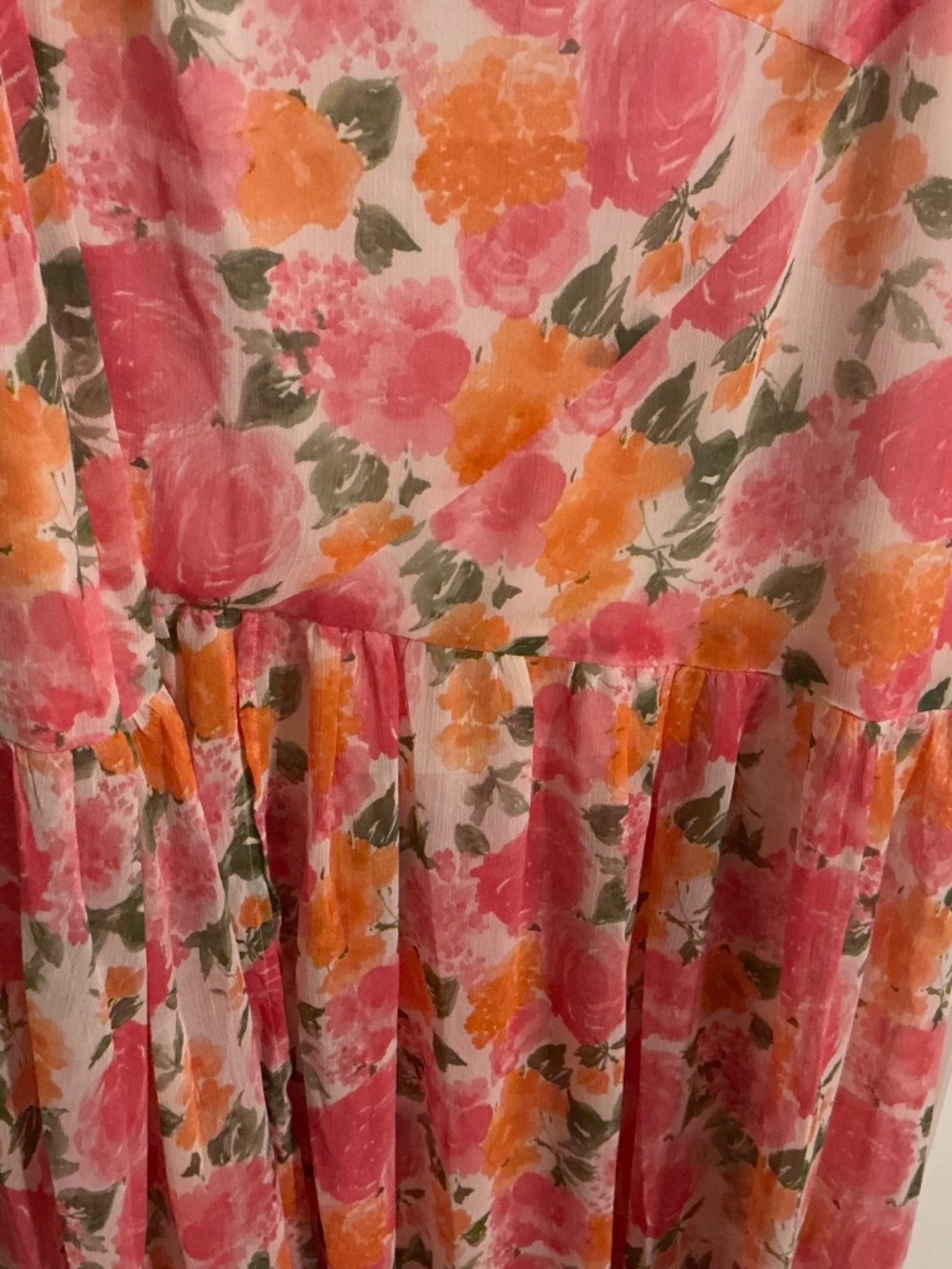 12th Tribe Strapless Floral Maxi Dress in Pink and Orange - Picture 6 of 10